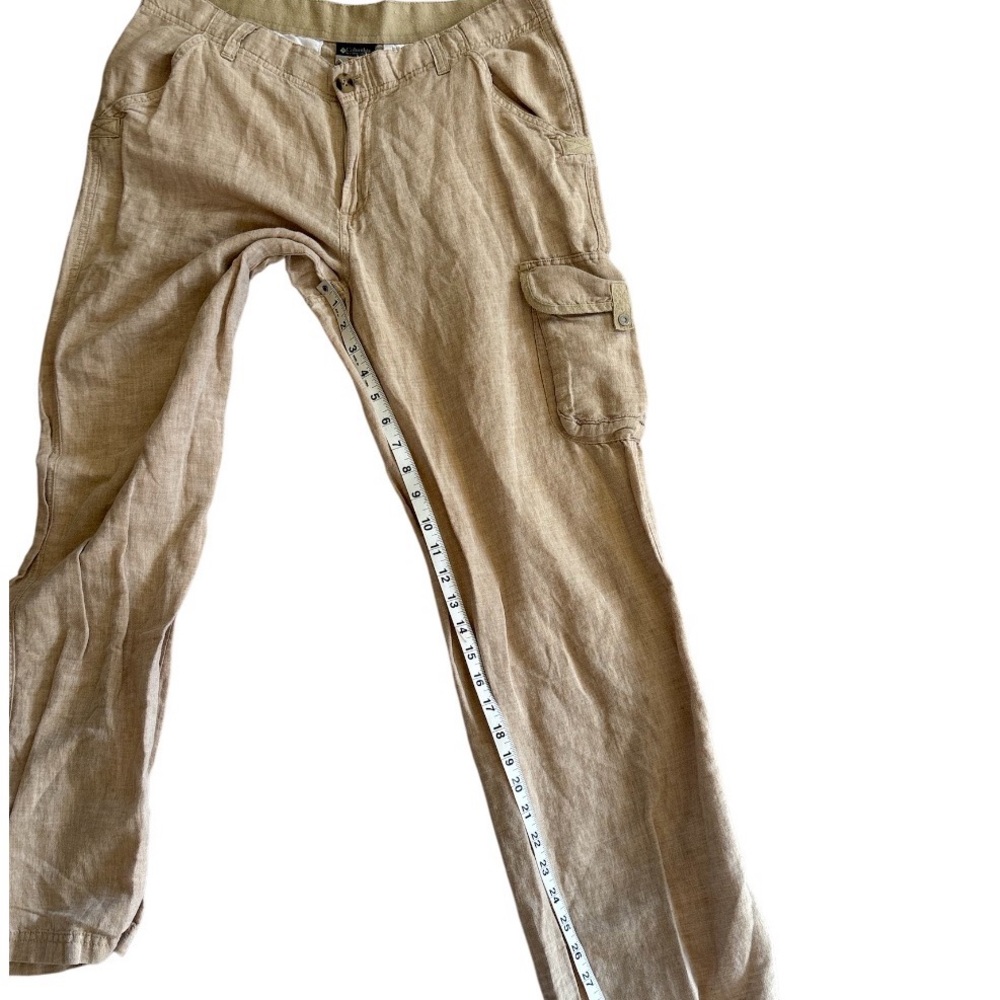 Columbia Lightweight Beige Linen/Cotton Straight Leg Utility Cargo Pants - 10 - Picture 8 of 10